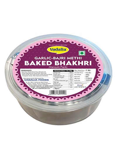 Garlic Bajari Methi Baked Bhakhri | Vadalia Foods