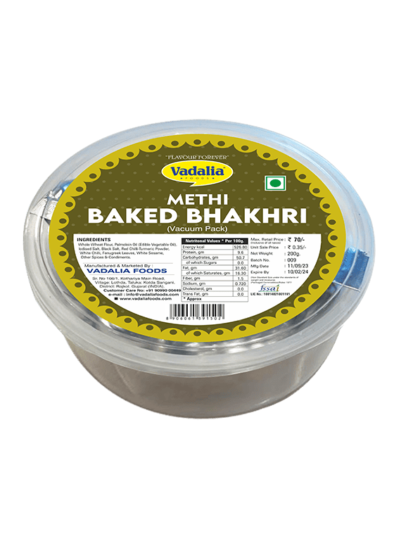 Methi Baked Bhakhri | Vadalia Foods