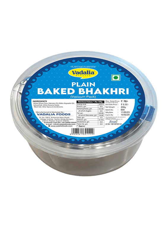 Plain Baked Bhakhri | Vadalia Foods